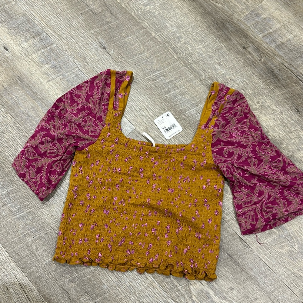 NWT Free People Smocked crop top